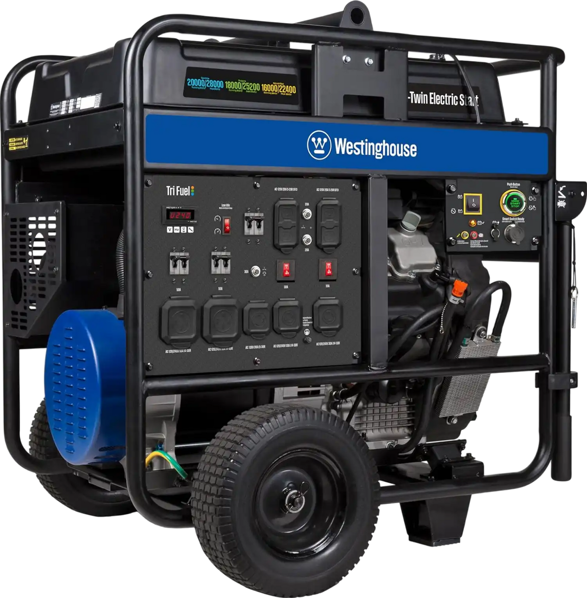 Westinghouse WGen20000TFc 20000W/28000W Generator Tri-Fuel 50A Gasoline Liquid Propane Natural Gas CO Sensor Remote Start New