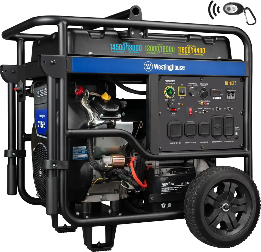 Westinghouse WGen14500TFc 14500W/18000W Generator Tri-Fuel Gasoline Liquid Propane Natural Gas CO Sensor Remote Start New