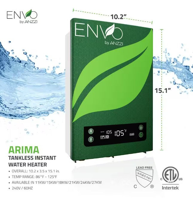 Anzzi WH-AZ027-M3 Envo Atami Tankless Water Heater 27kW Electric 4.8 GPM Single Phase New