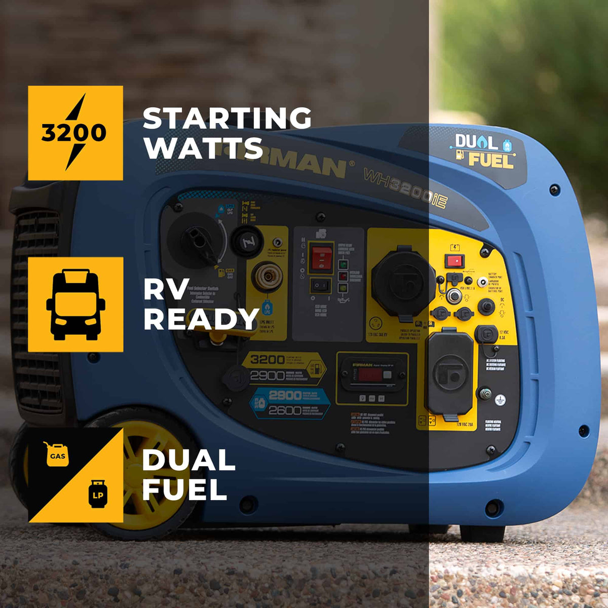 Firman WH02942 2900W/3200W Dual Fuel Electric Start Inverter Generator Manufacturer RFB
