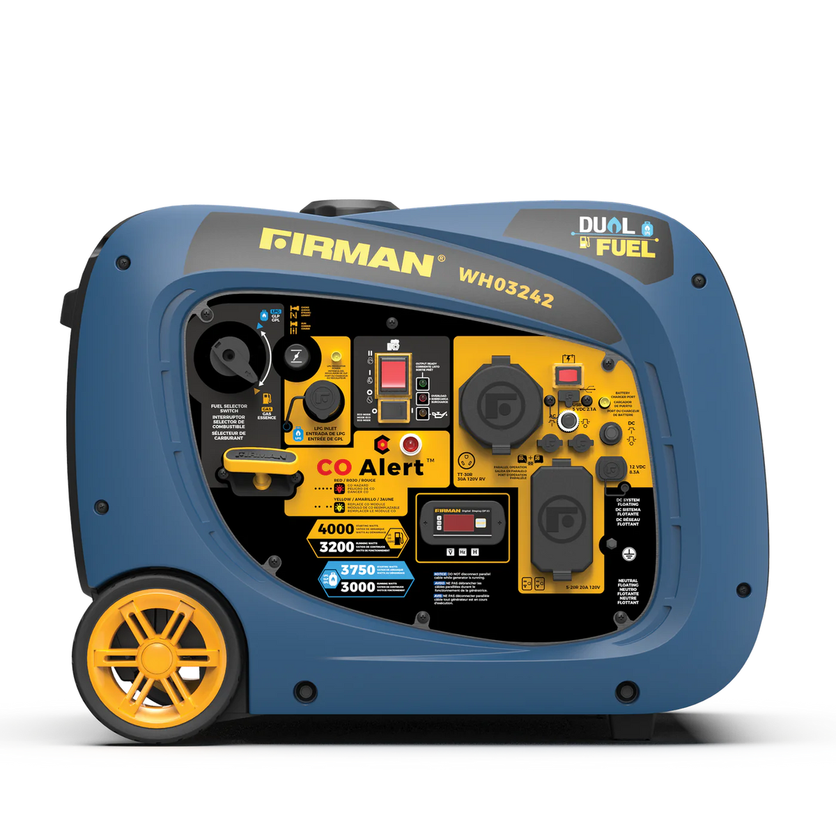 Firman WH03242 Dual Fuel Gas Propane Inverter Generator 3200W/4000W 30 Amp Low THD Parallel Ready with Electric Start Manufacturer Refurbished