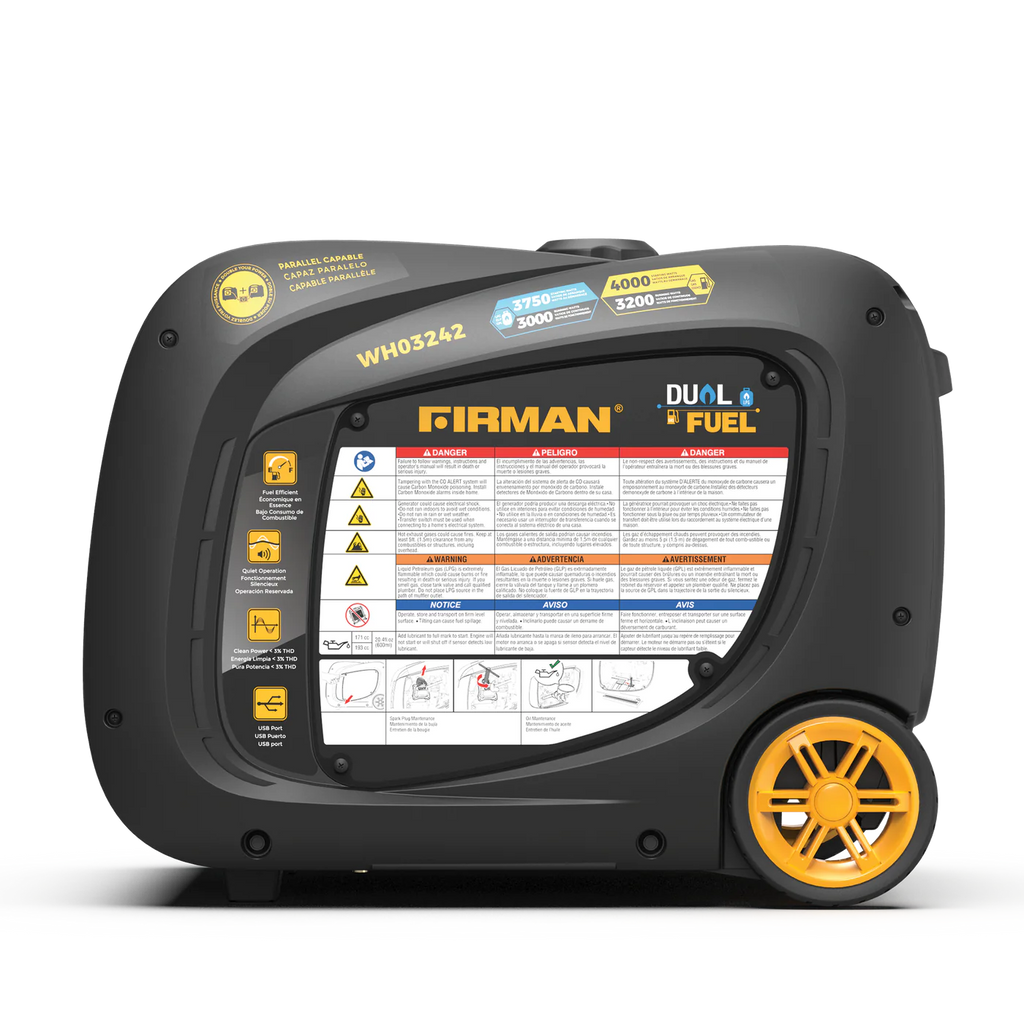 Firman WH03242 Dual Fuel Gas Propane Inverter Generator 3200W/4000W 30 Amp Low THD Parallel Ready with Electric Start Manufacturer Refurbished