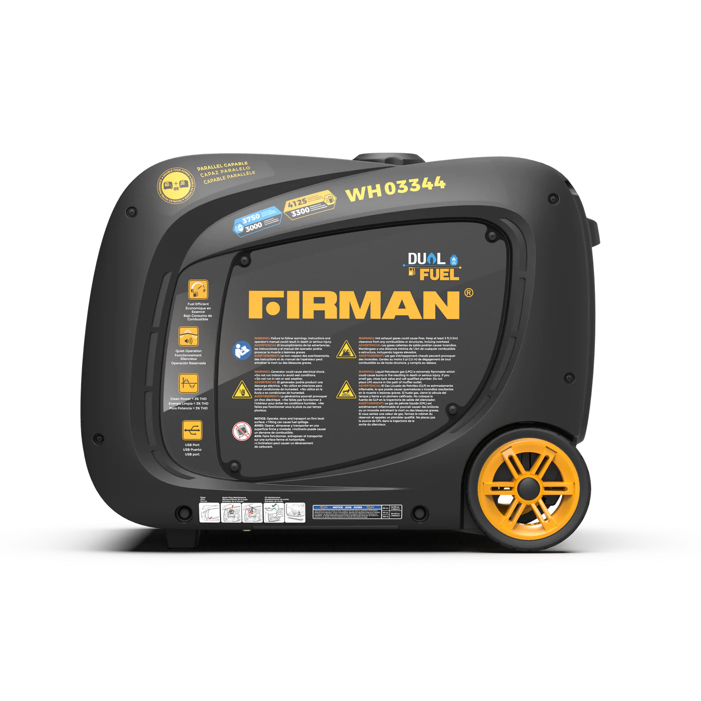 Firman WH03344 Dual Fuel Inverter Generator 3300W/4125W 30 Amp Electric Start New