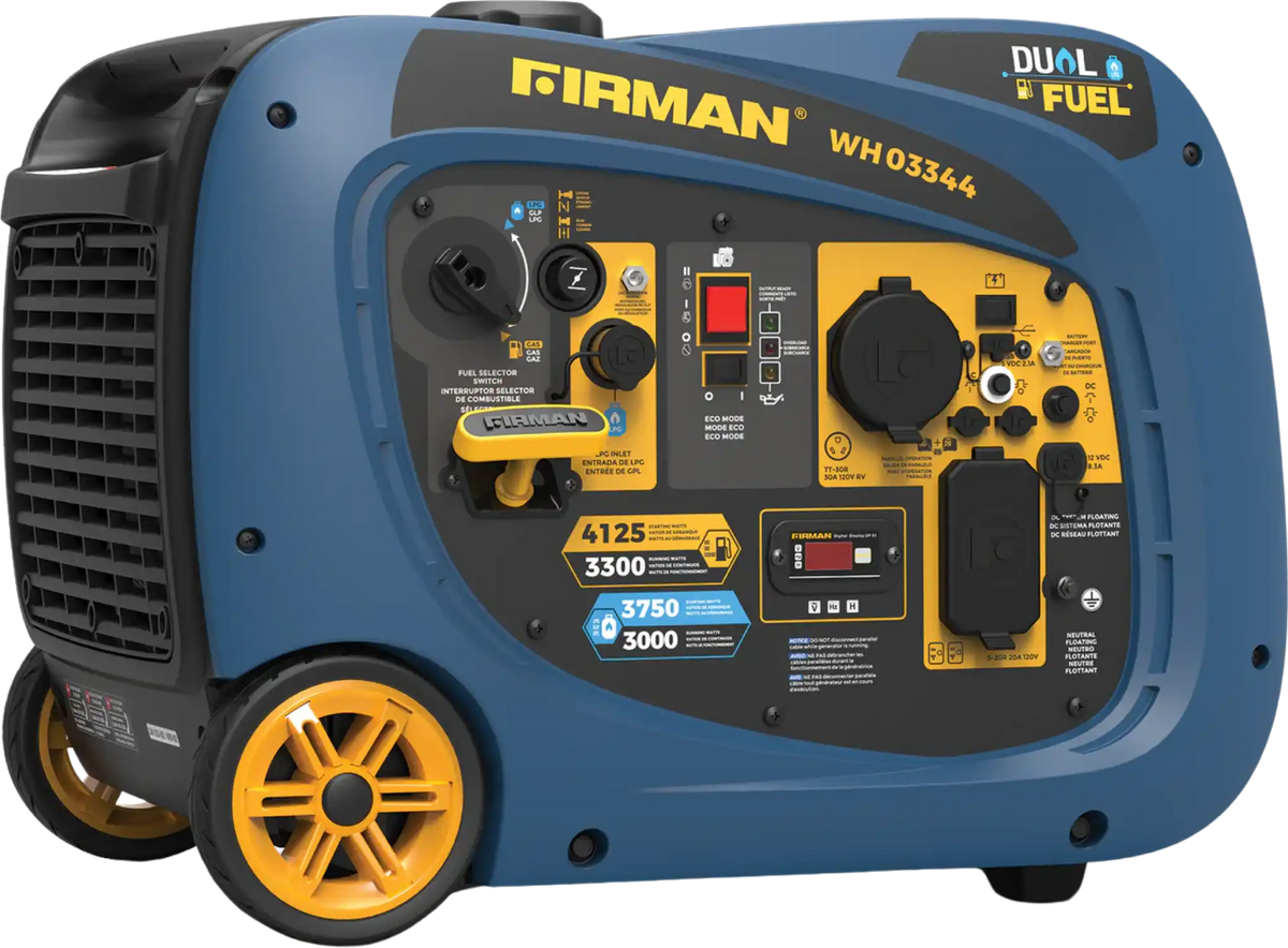 Firman WH03344 Dual Fuel Inverter Generator 3300W/4125W 30 Amp Electric Start New