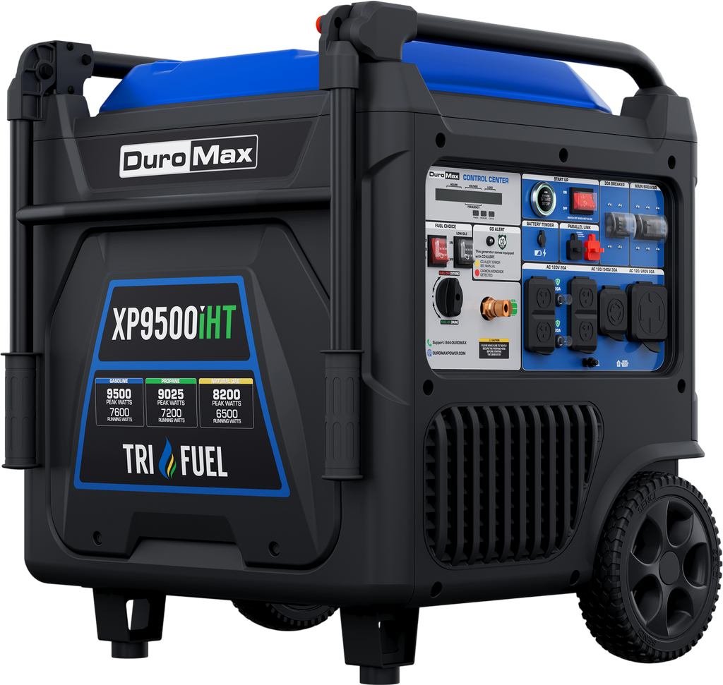 Duromax XP9500IHT 7600W/9500W Generator Tri-Fuel Gas Propane Natural Gas 50A Inverter Remote Start CO Alert New