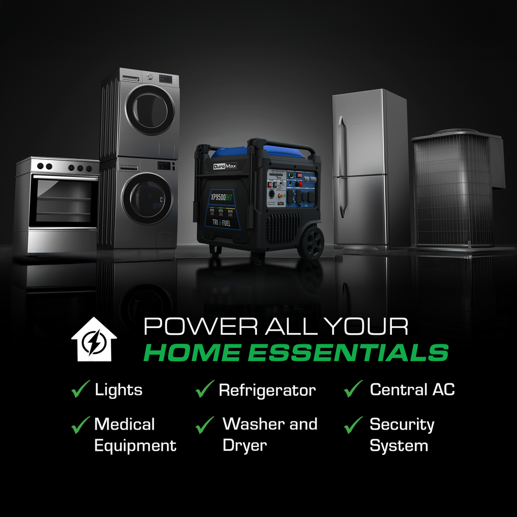 Duromax XP9500IHT 7600W/9500W Generator Tri-Fuel Gas Propane Natural Gas 50A Inverter Remote Start CO Alert New