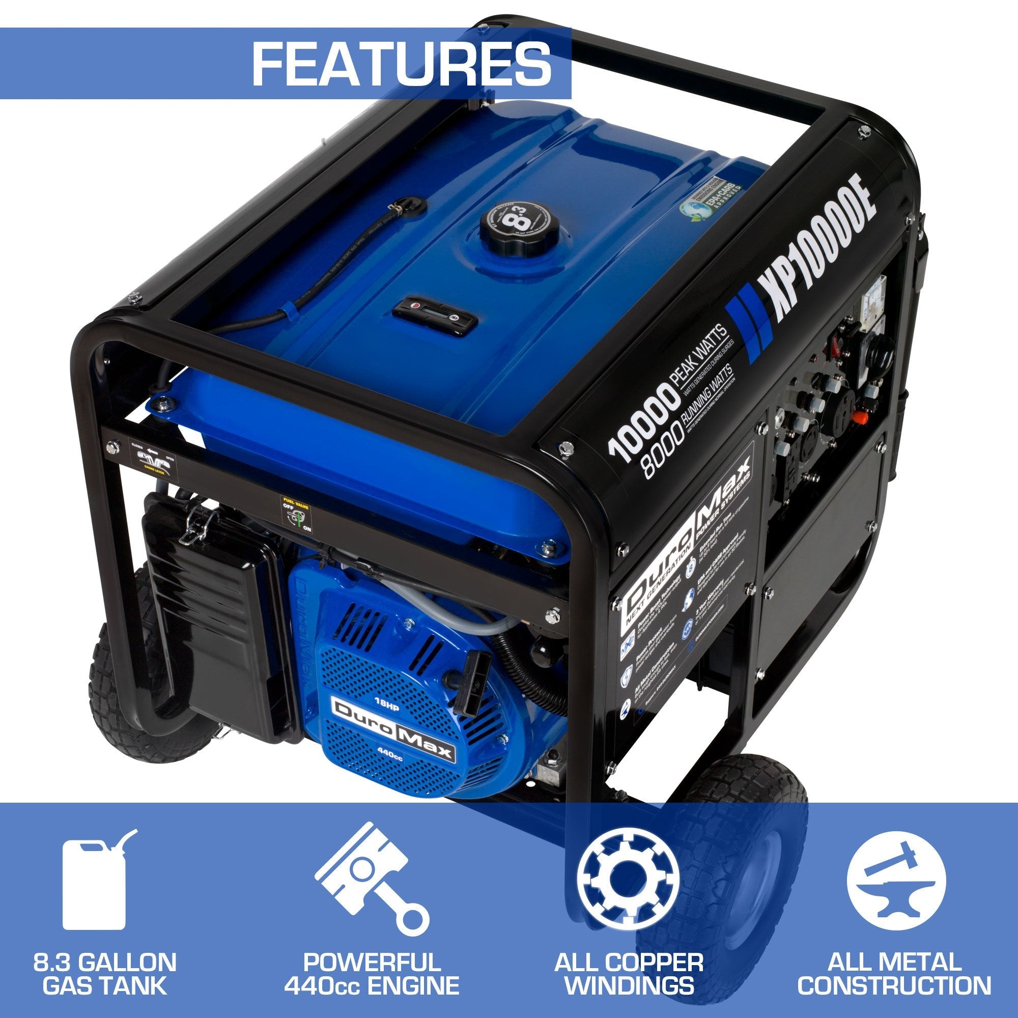DuroMax XP10000E 8000W/10000W Gas Electric Start Generator New