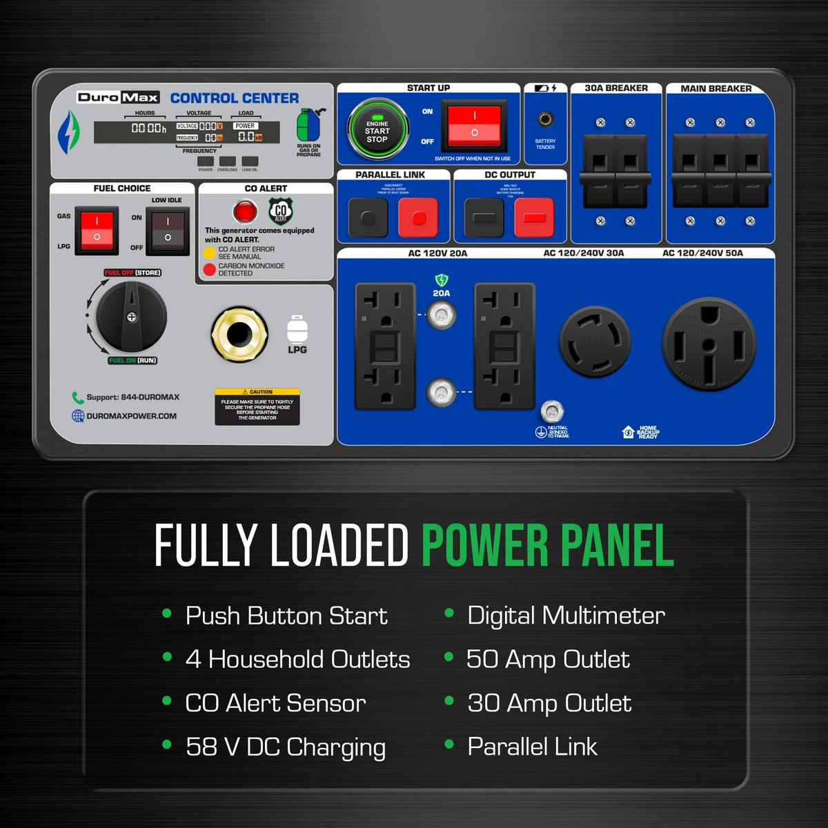 DuroMax XP11000iH 9000W/11000W Dual Fuel Generator Gas Propane Remote Start Inverter CO Alert New