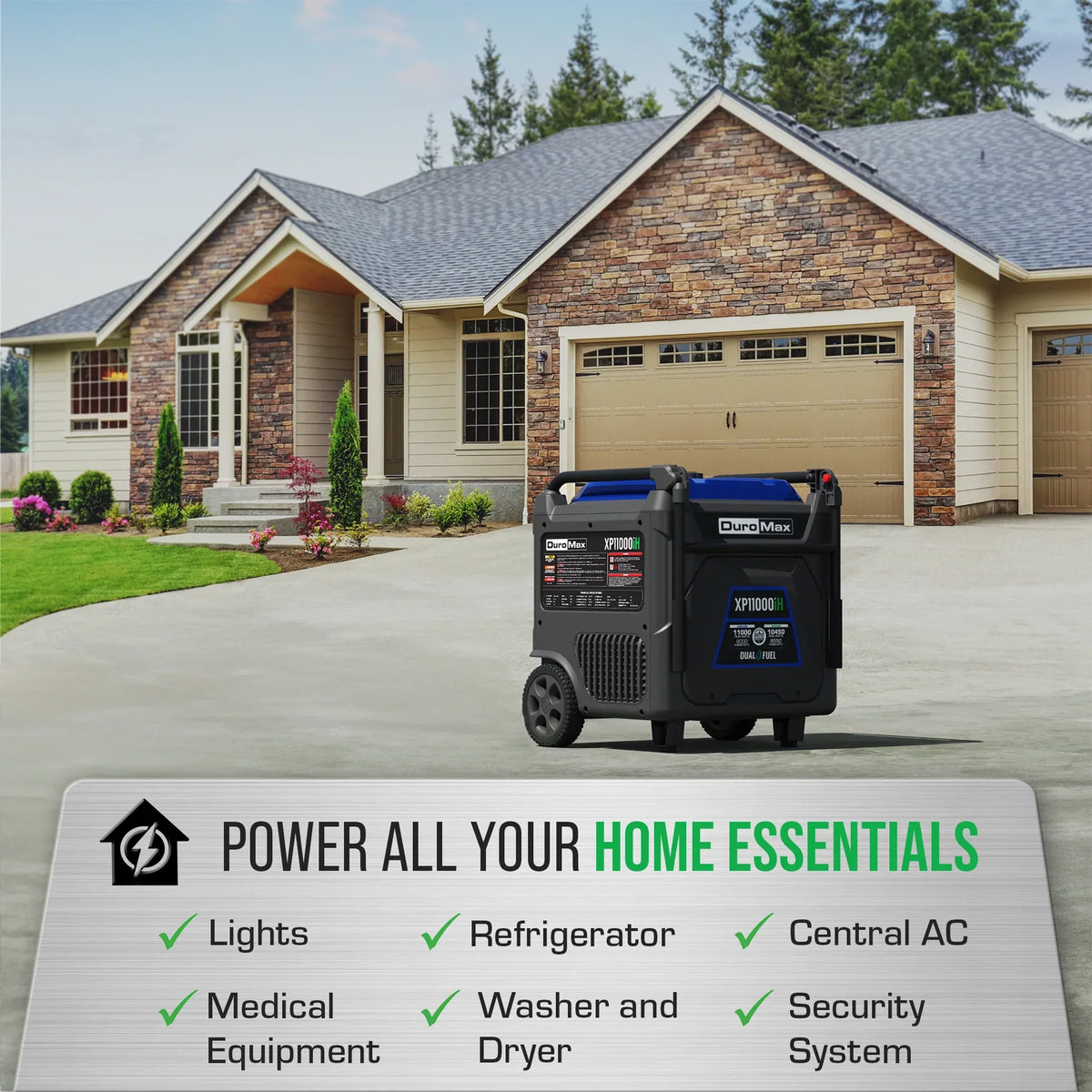 DuroMax XP11000iH 9000W/11000W Dual Fuel Generator Gas Propane Remote Start Inverter CO Alert New