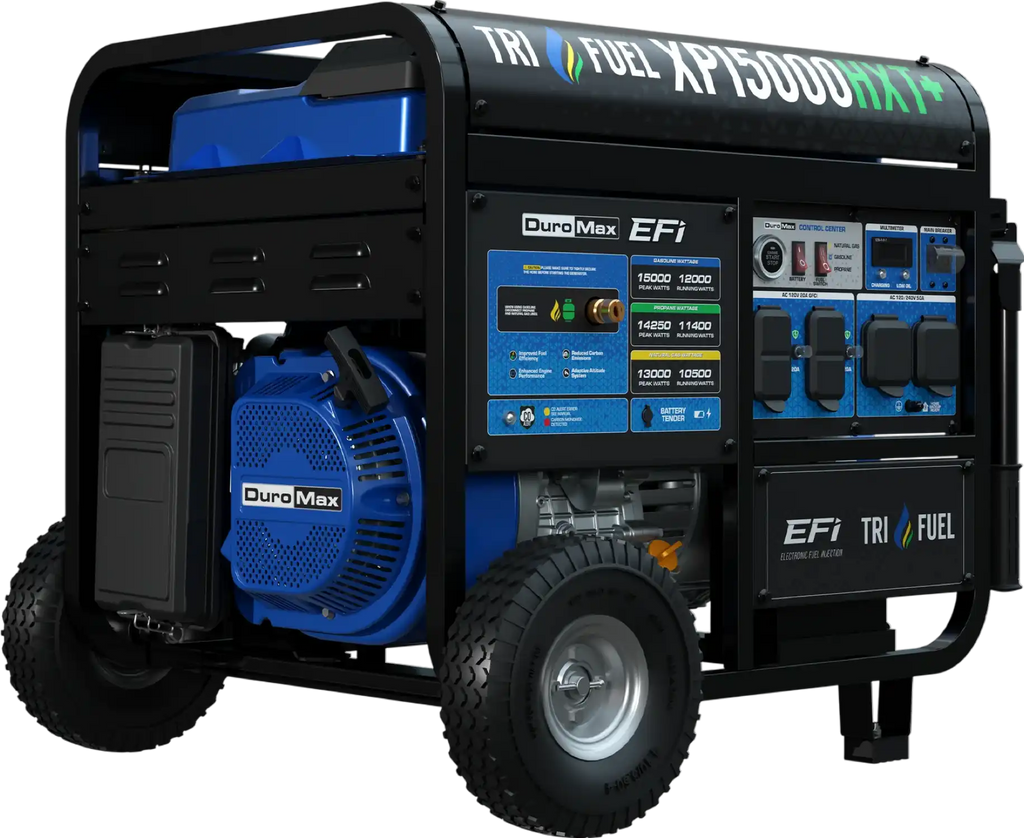 DuroMax XP15000HXT+ 12000W/15000W Generator Tri-Fuel 50A Gasoline Propane Natural Gas CO Alert Remote Start CARB New