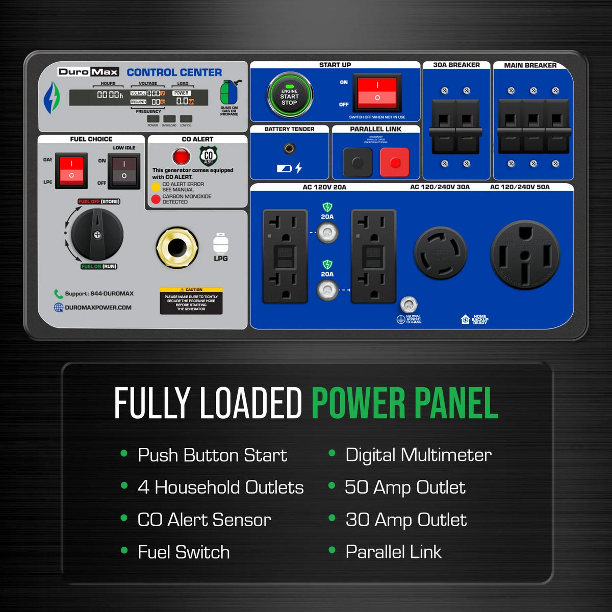 DuroMax XP9500iH 7600W/9500W Dual Fuel Generator Gas Propane Remote Start Inverter CO Alert New