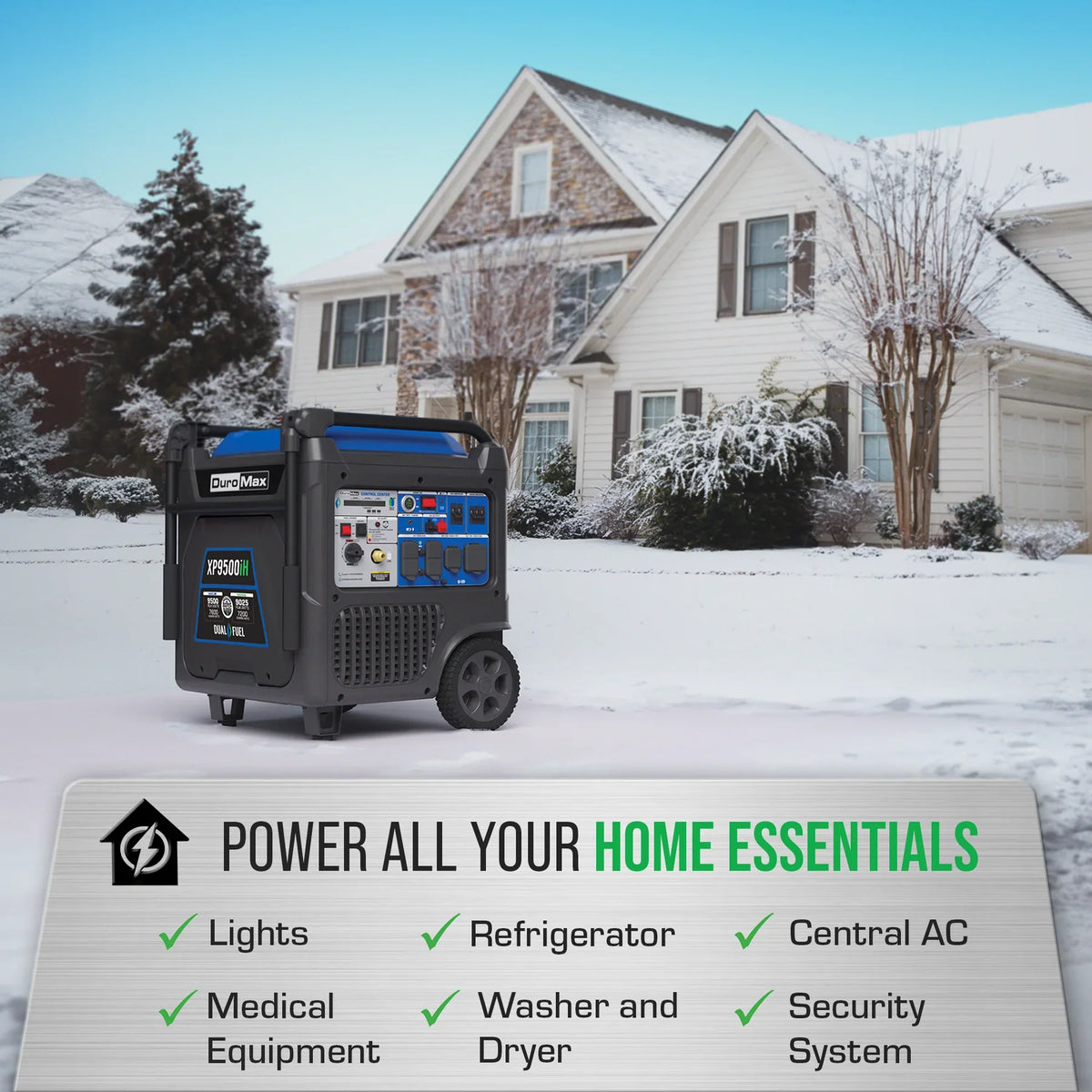 DuroMax XP9500iH 7600W/9500W Dual Fuel Generator Gas Propane Remote Start Inverter CO Alert New