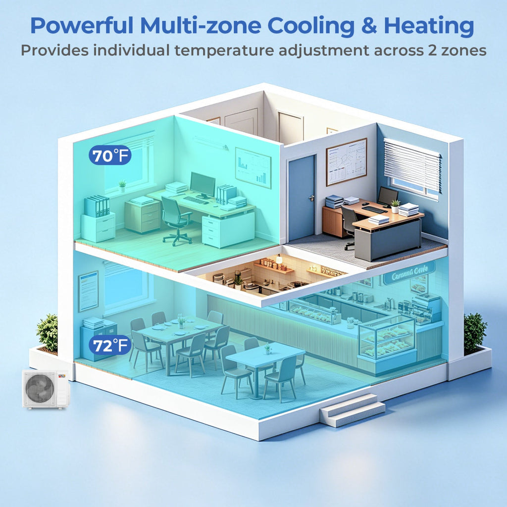 Costway X-Pro 27,000 BTU 2 Zone 24 SEER2 Ceiling Cassette Mini Split AC 14949931 New
