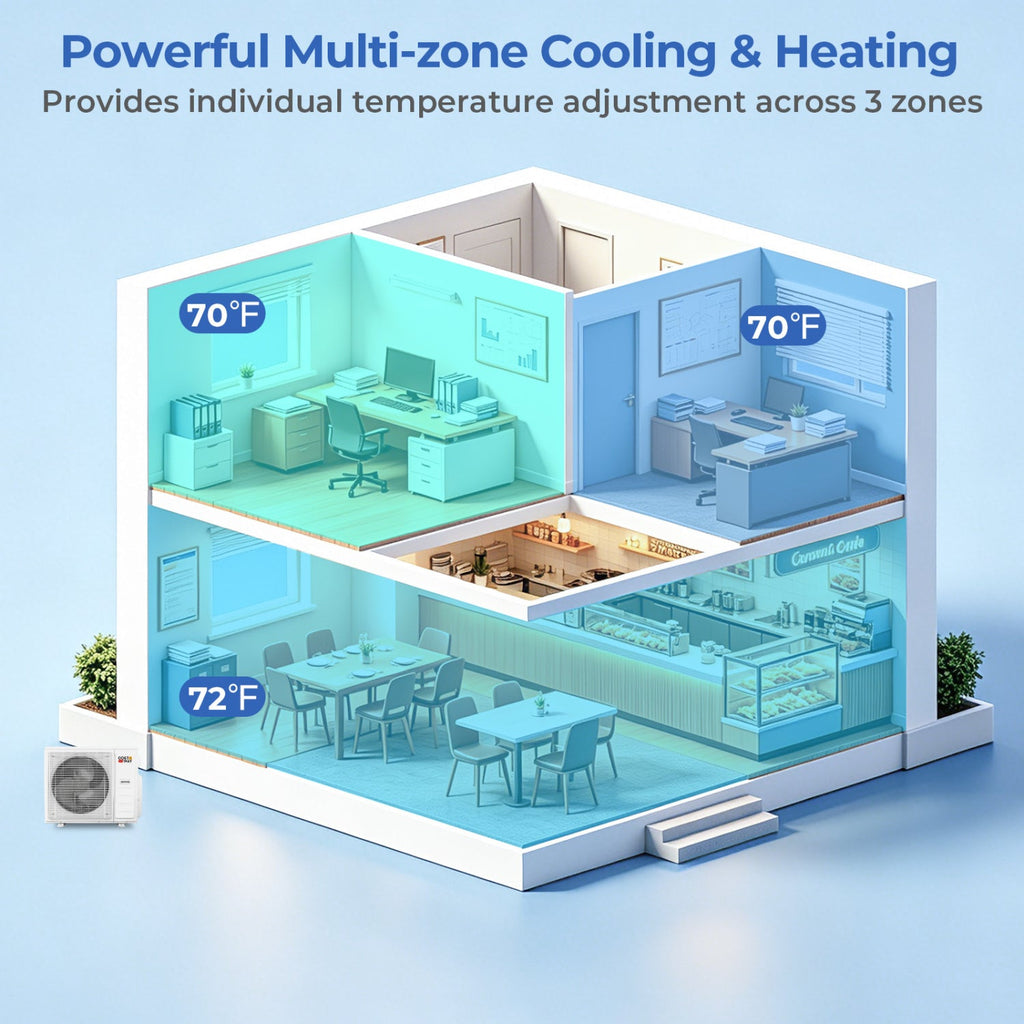 Costway X-Pro 27,000 BTU 3 Zone 24 SEER2 Ceiling Cassette Mini Split AC 26327312 New