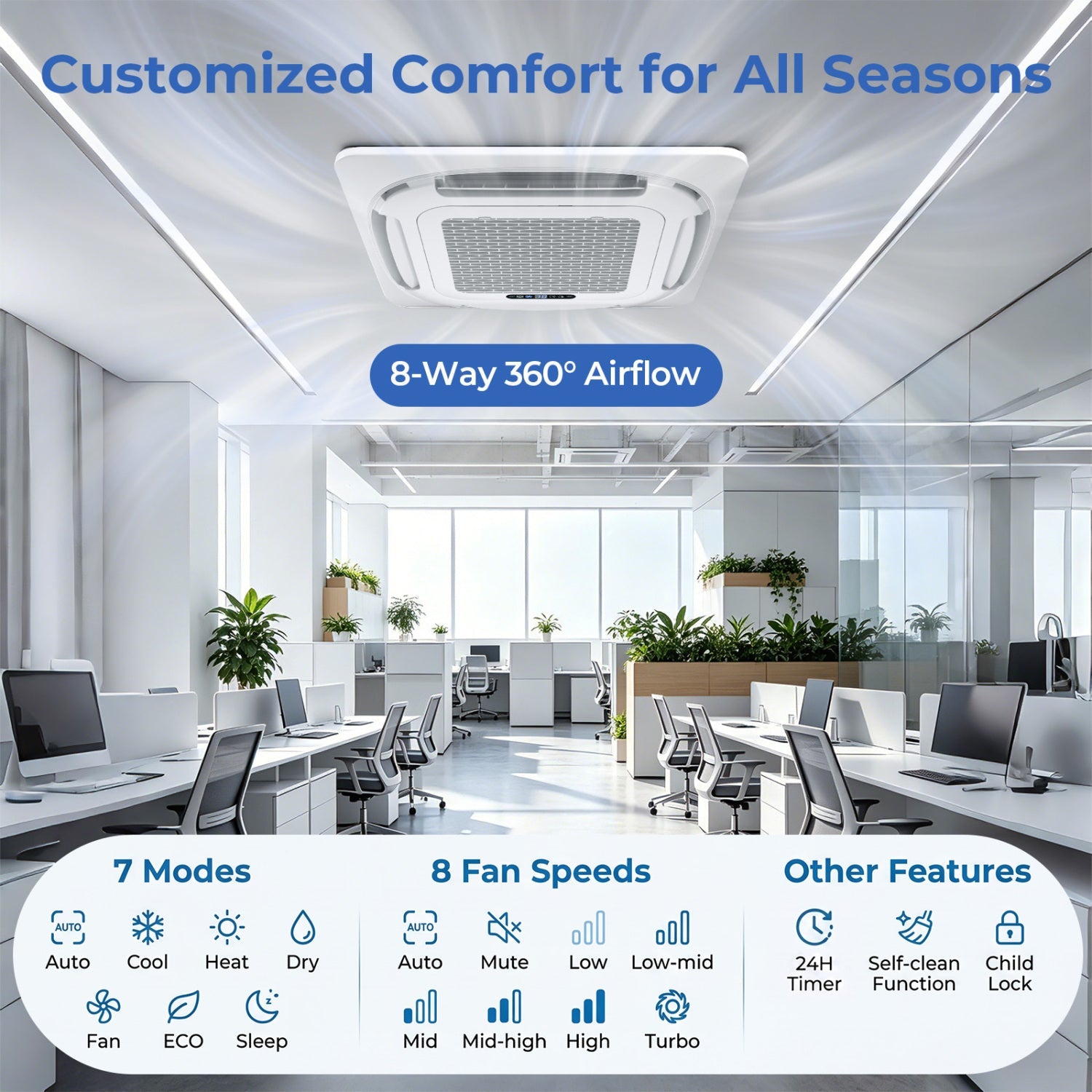 Costway X-Pro 35,000 BTU 2 Zone 22.5 SEER2 Ceiling Cassette Mini Split AC 17176326 New