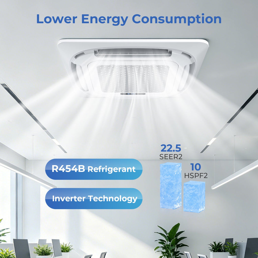Costway X-Pro 35,000 BTU 3 Zone 22.5 SEER2 Ceiling Cassette Mini Split AC 80313920 New