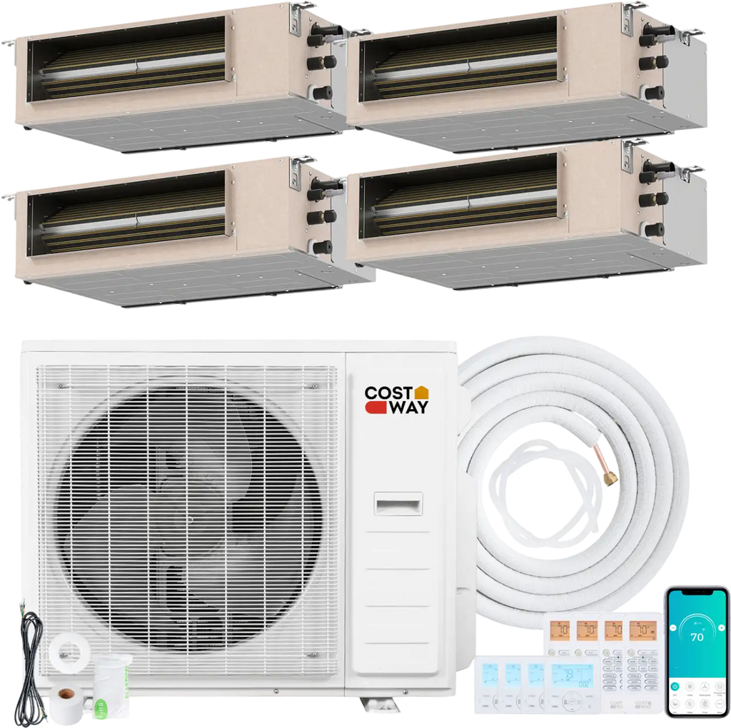 Costway X-Pro 35,000 BTU 4 Zone 22.5 SEER2 Concealed Ducted Mini Split AC 89697233 New