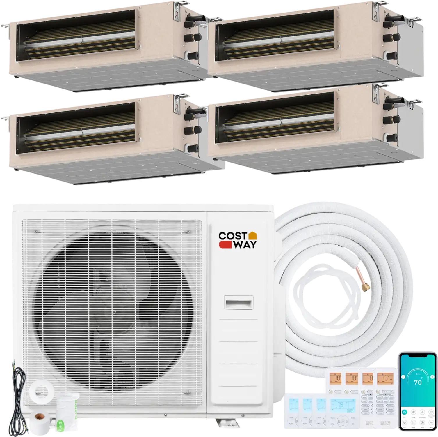 Costway X-Pro 35,000 BTU 4 Zone 22.5 SEER2 Concealed Ducted Mini Split AC 89697233 New