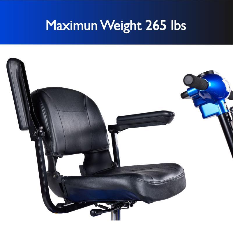 Zip'r 3 XTRA Mobility Scooter 3 Wheel 265 lbs. Capacity 24V 12 Miles 4.25MPH TSA Approved Blue New