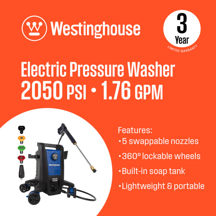 Westinghouse ePX3100 Electric Pressure Washer 2050 PSI 1.76 GPM New