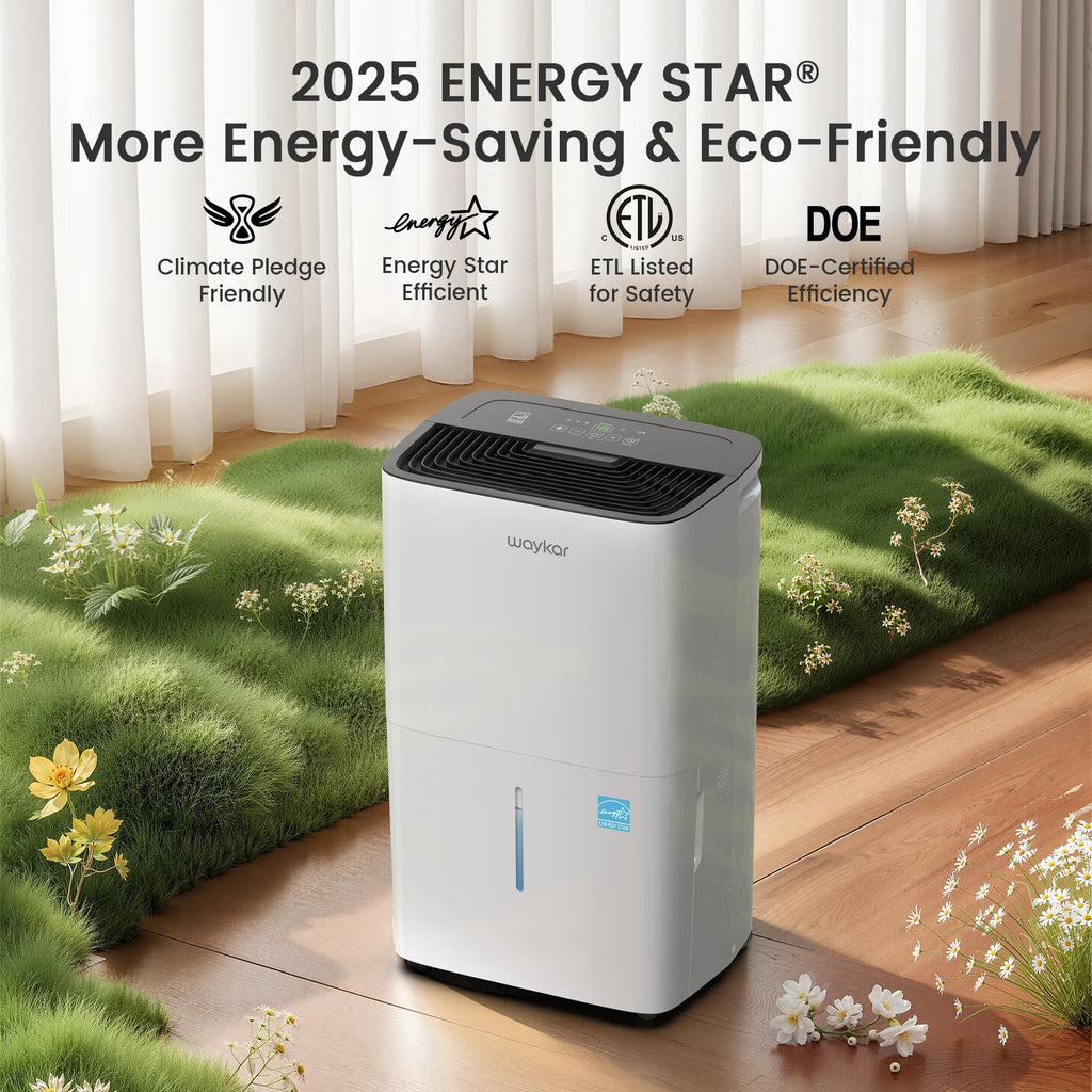 Waykar Dehumidifier 150 Pints with Drain Hose 2.38 Gal Tank Fixed Vent Energy Star New