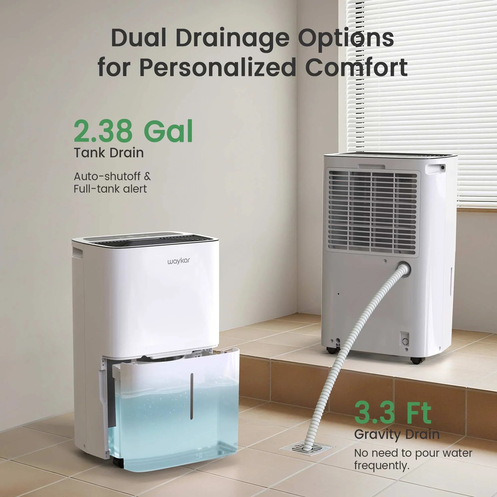 Waykar Dehumidifier 150 Pints with Pump Energy Star Auto Swing Vent New