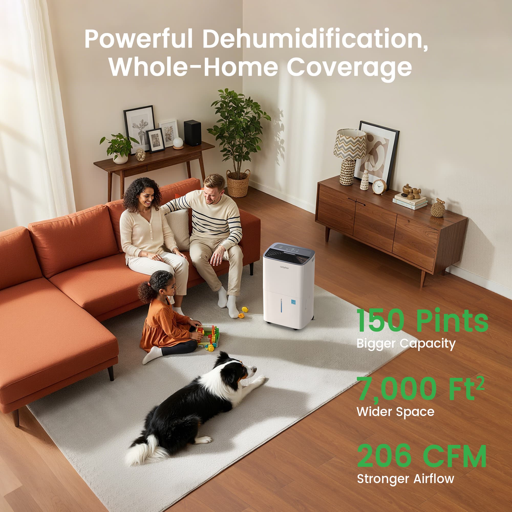 Waykar Dehumidifier 150 Pints with Pump Energy Star Auto Swing Vent New