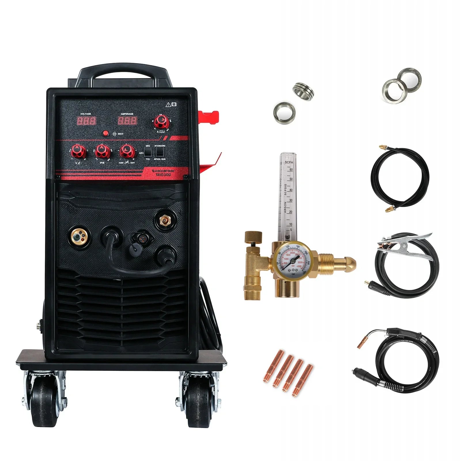 Arccaptain MIG300 5-in-1 Industrial Welder with Integrated Trolley 250 Amp 240V New