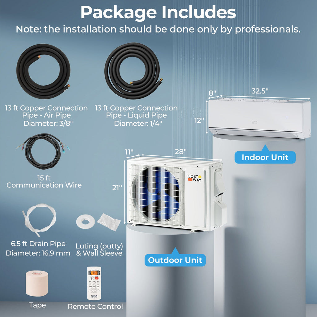 Costway 12000 BTU 24 SEER2 115V Mini Split Heat Pump AC ENERGY STAR 743895621 New