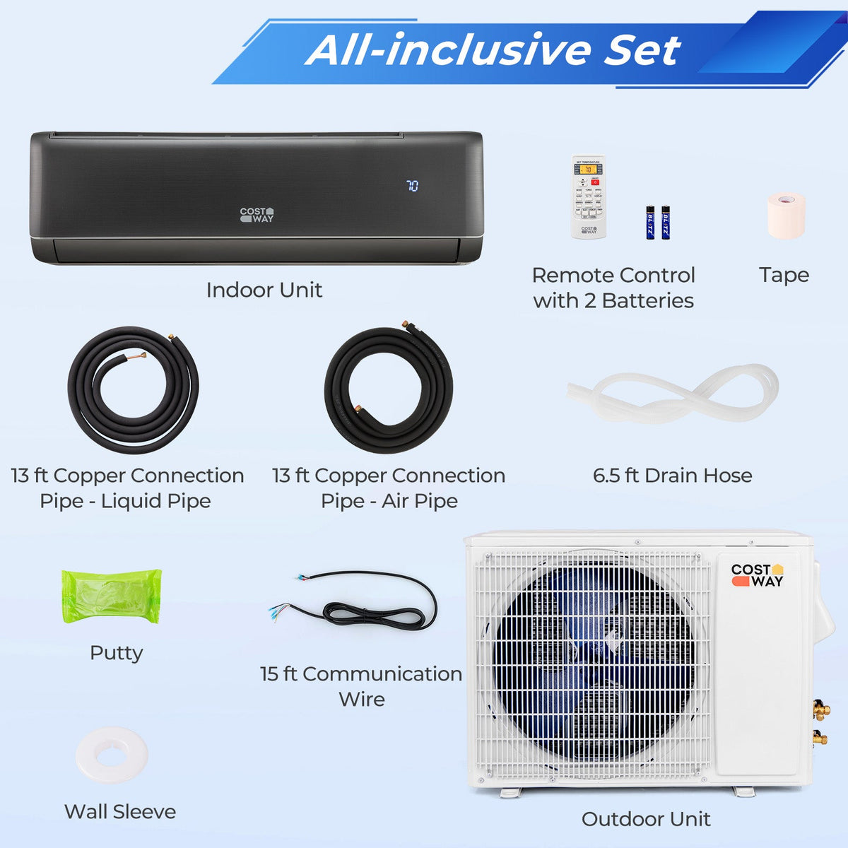 Costway Mini Split AC and Heater 24000 BTU 21 SEER2 Wi-Fi Enabled Energy Star Certified 32796185 New