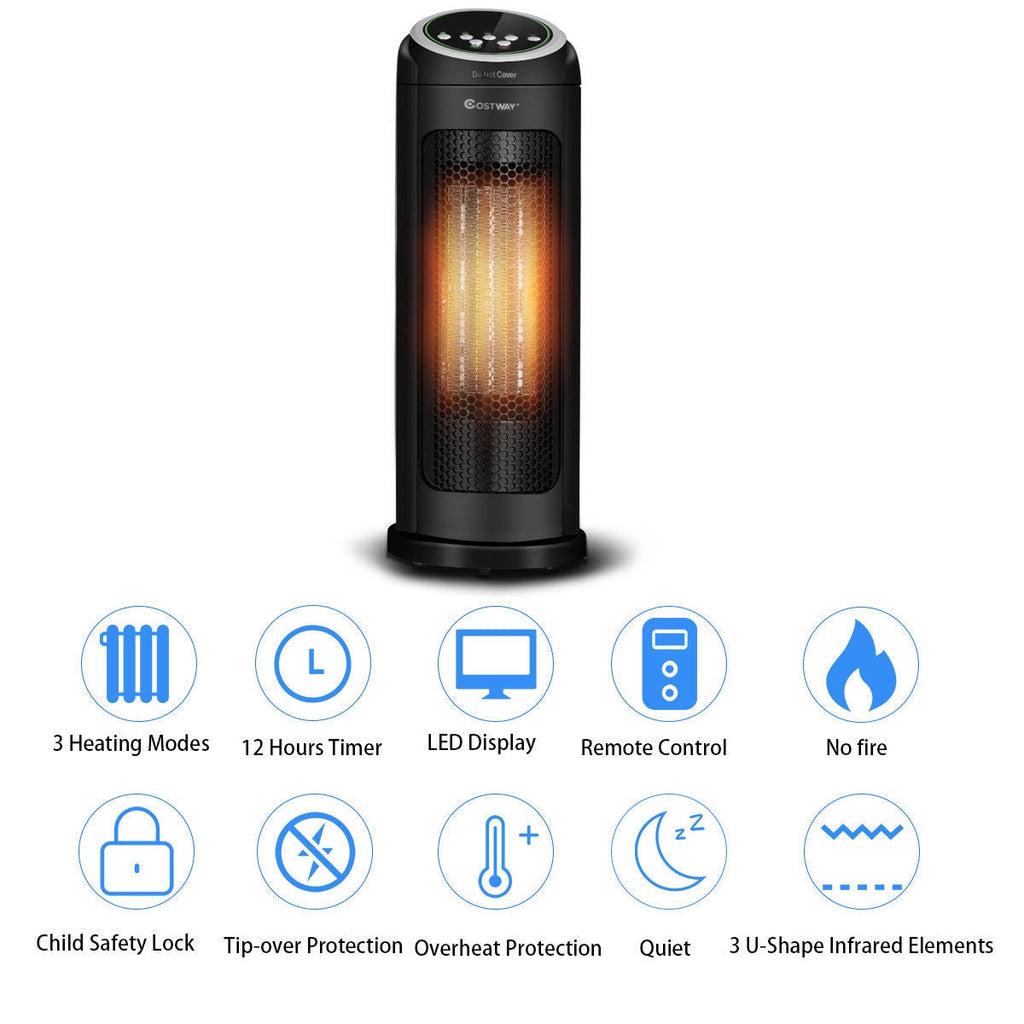 Costway 1500W LED Portable Oscillating PTC Ceramic Space Heater 47216983 New