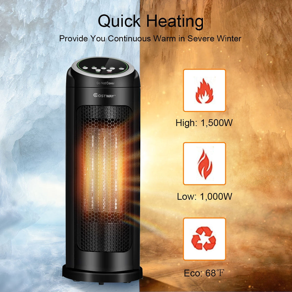 Costway 1500W LED Portable Oscillating PTC Ceramic Space Heater 47216983 New