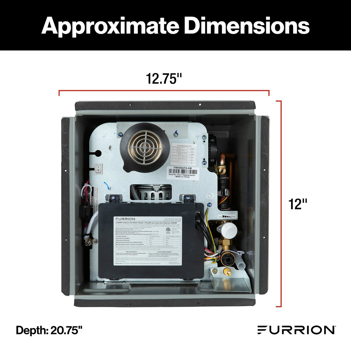 Furrion RV Tankless Water Heater Propane 2.4 GPM with Antifreeze Protection New