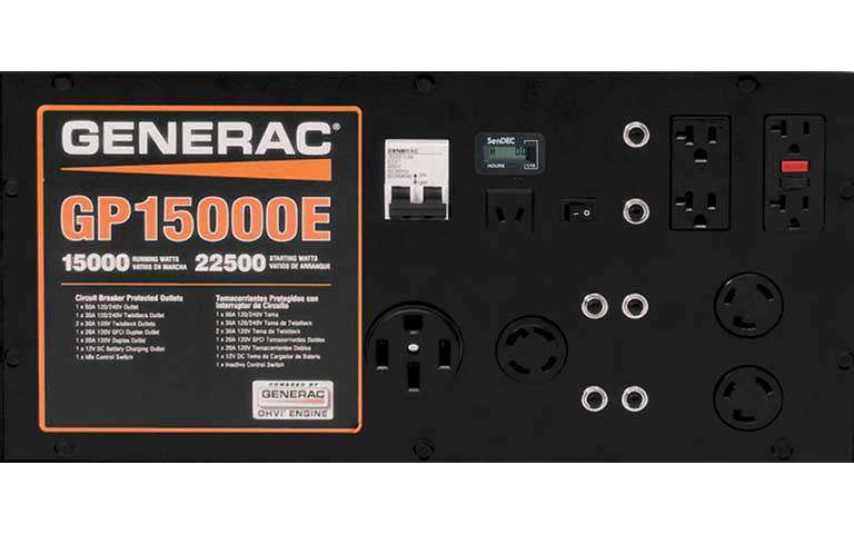 Generac GP15000E 15000W/22500W Generator 50A Gas Electric Start 5734 Open Box