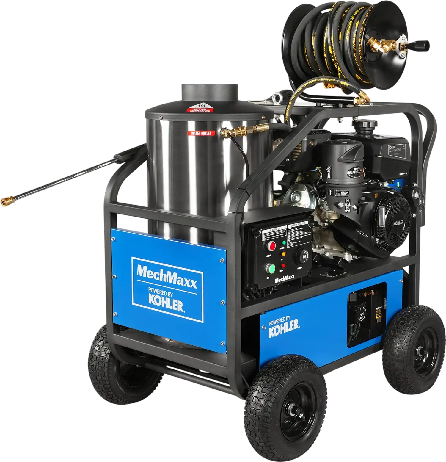 MechMaxx HPW40K Pressure Washer 4000 PSI 4 GPM Kohler Electric Start Engine Hot Water Hose Reel New