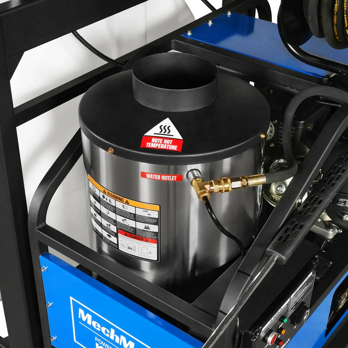MechMaxx HPW40KBT Pressure Washer 4000 PSI 4 GPM KOHLER Electric Start Hot Water Skid Mounted with 245 Gal Tank New