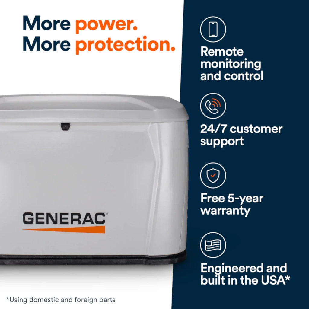 Generac 7329 28kW Standby Generator Propane Natural Gas 1 Phase 240V w/ 200A Automatic Transfer Switch New