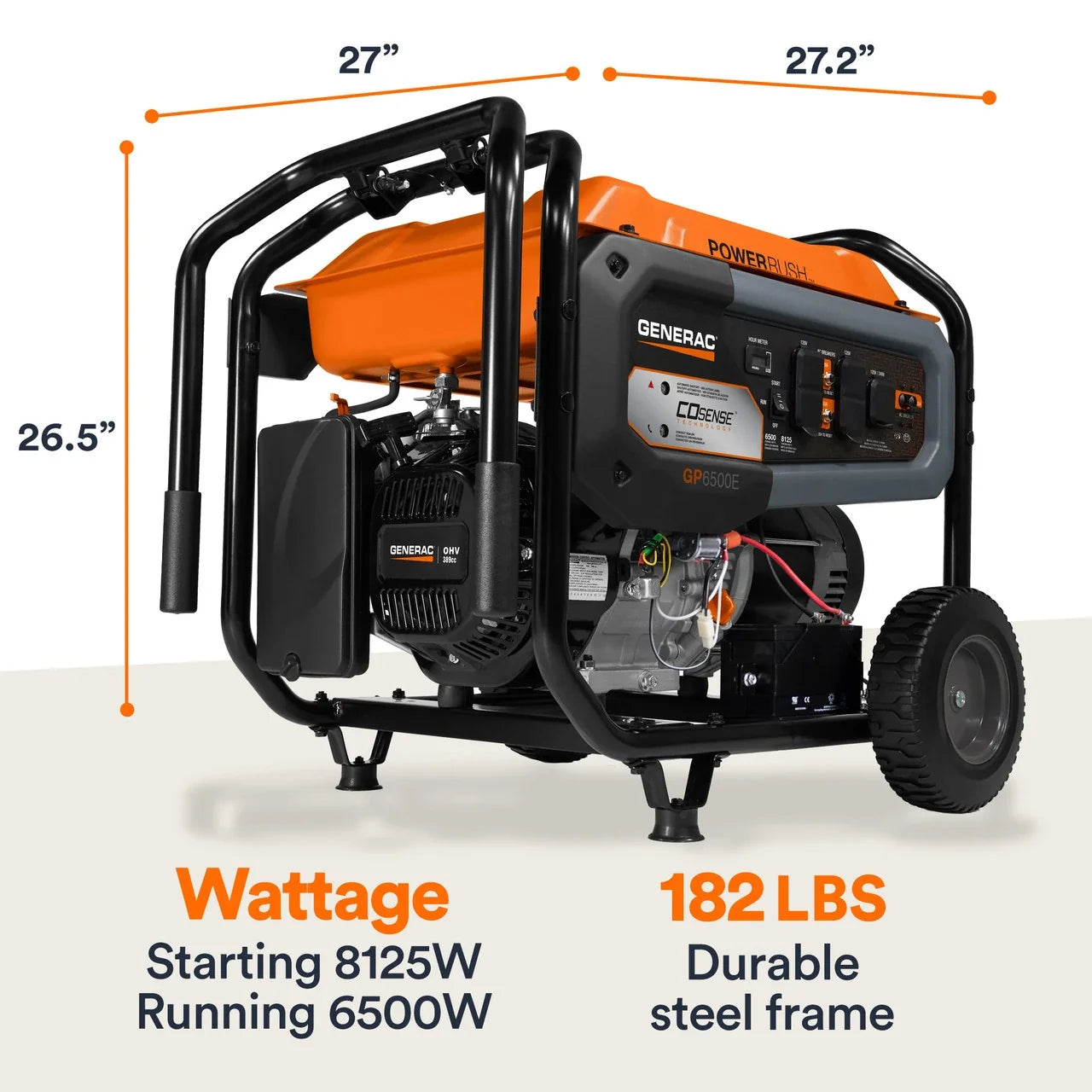 Generac GP6500E DF 6500W/8125W Generator Dual Fuel Gas Liquid Propane Electric Start 8153 Manufacturer RFB
