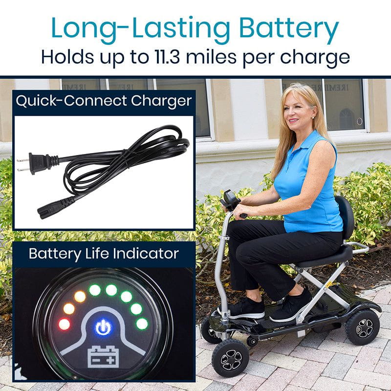 Vive Health MOB1058 Mobility Scooter Automatic Folding 220 lbs. Capacity 24V Li-Ion 3.73 MPH 11.3 Miles Black New