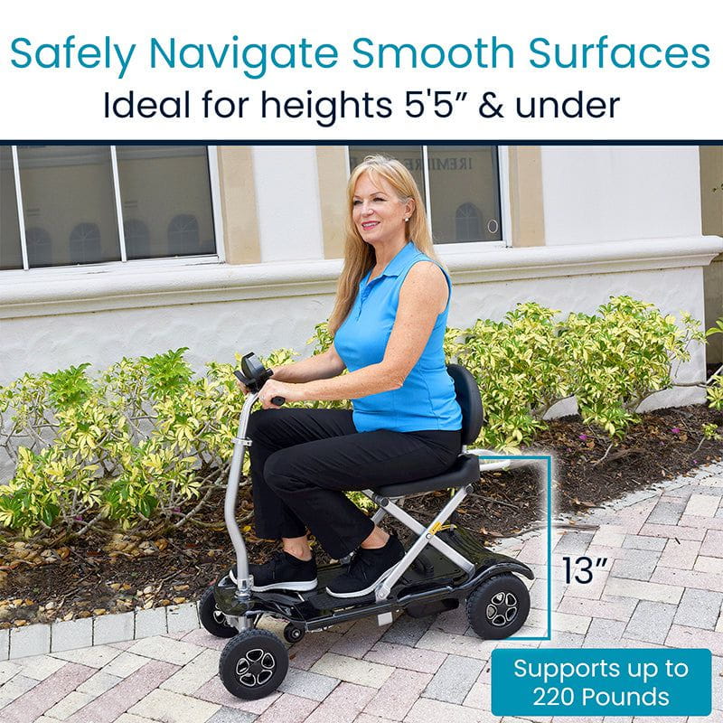 Vive Health MOB1058 Mobility Scooter Automatic Folding 220 lbs. Capacity 24V Li-Ion 3.73 MPH 11.3 Miles Black New