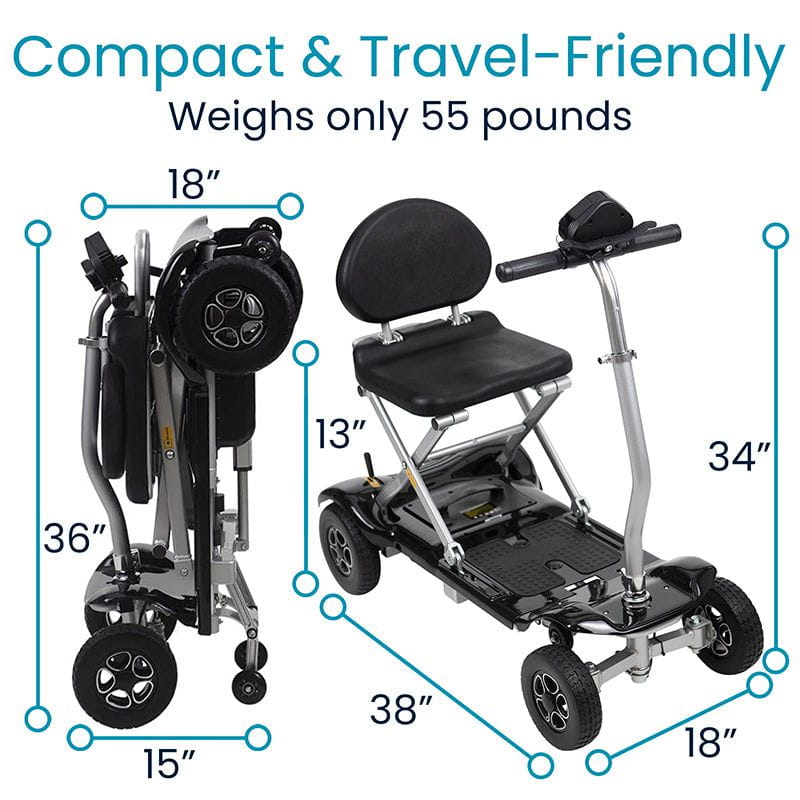Vive Health MOB1058 Mobility Scooter Automatic Folding 220 lbs. Capacity 24V Li-Ion 3.73 MPH 11.3 Miles Black New