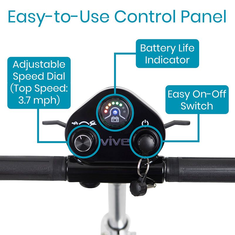 Vive Health MOB1058 Mobility Scooter Automatic Folding 220 lbs. Capacity 24V Li-Ion 3.73 MPH 11.3 Miles Black New