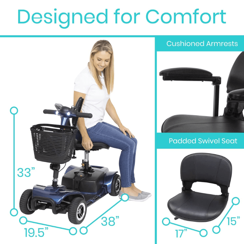 Vive Health MOB1027 Mobility Scooter 4 Wheel 265 lbs. Capacity 24V 3.7 MPH 12.4 Miles New