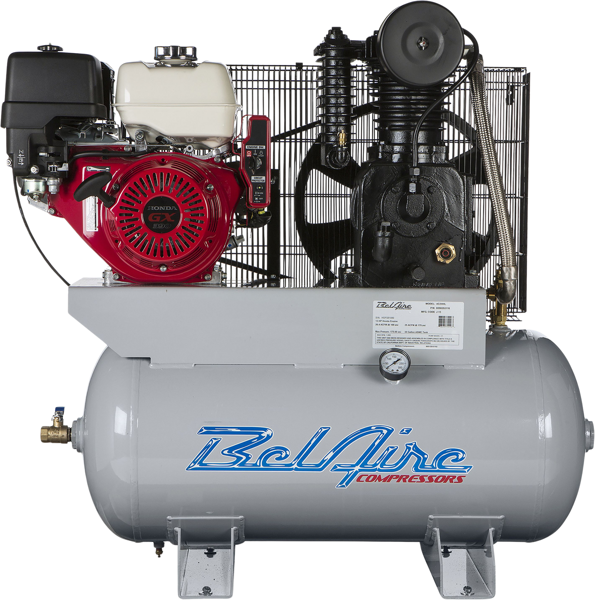 Belaire 4G3HHL Air Compressor Gas Powered 30 Gal. Two Stage 13HP 175PSI Iron Series New