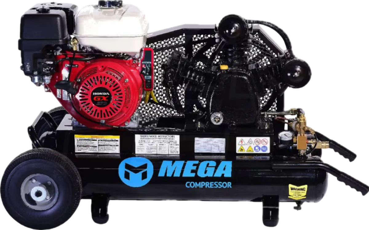 Mega Compressor MP-9010HGE Air Compressor Twin Tank 10 Gallon 9 HP 180 PSI Electric Start New
