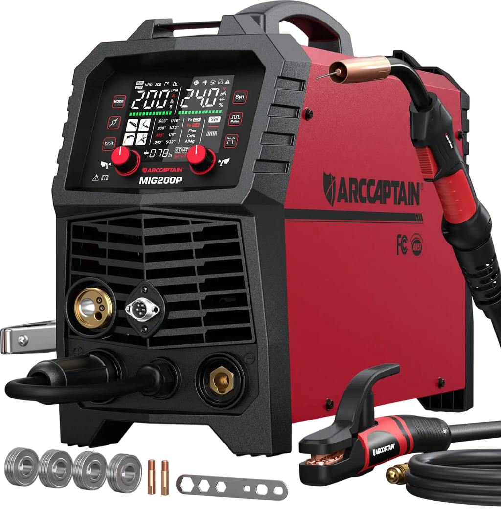 Arccaptain MIG200P Welder 7-in-1 Pulse MIG 200A Synergic Dual Voltage 110/220V New