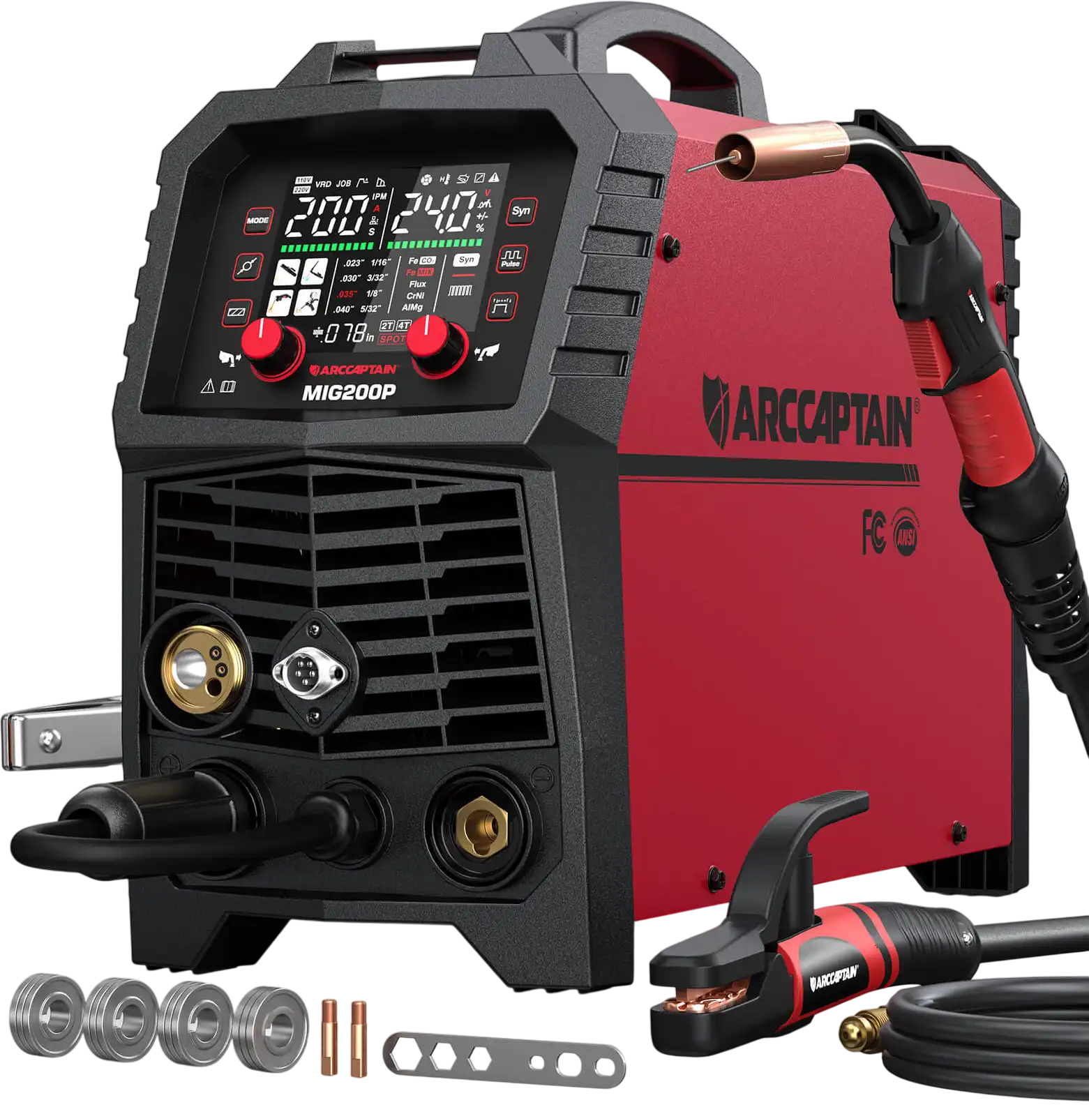 Arccaptain MIG200P Welder 7-in-1 Pulse MIG 200A Synergic Dual Voltage 110/220V New