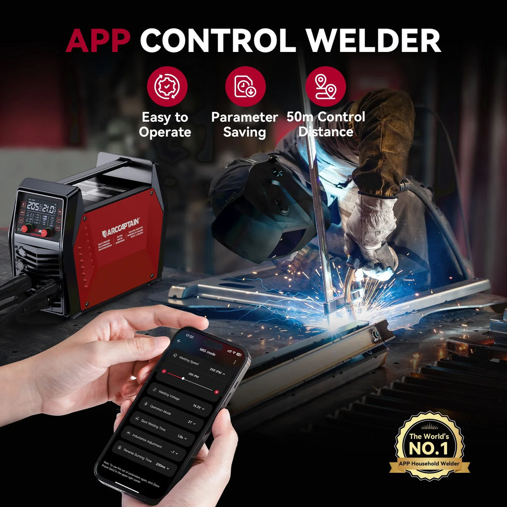 Arccaptain MIG205 Pro Gas Welder 6-in-1 Multi Process Machine App Control New