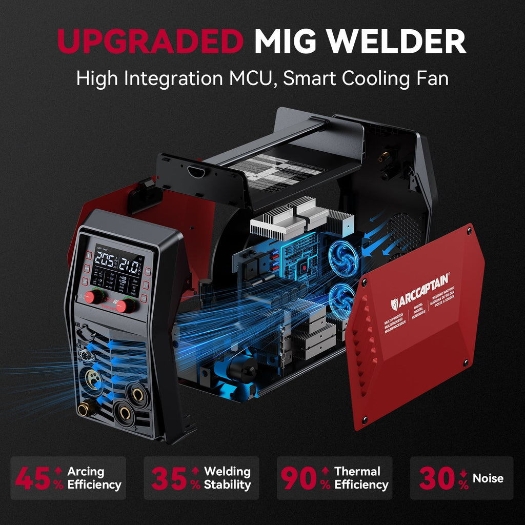 Arccaptain MIG205 Pro Gas Welder 6-in-1 Multi Process Machine App Control New