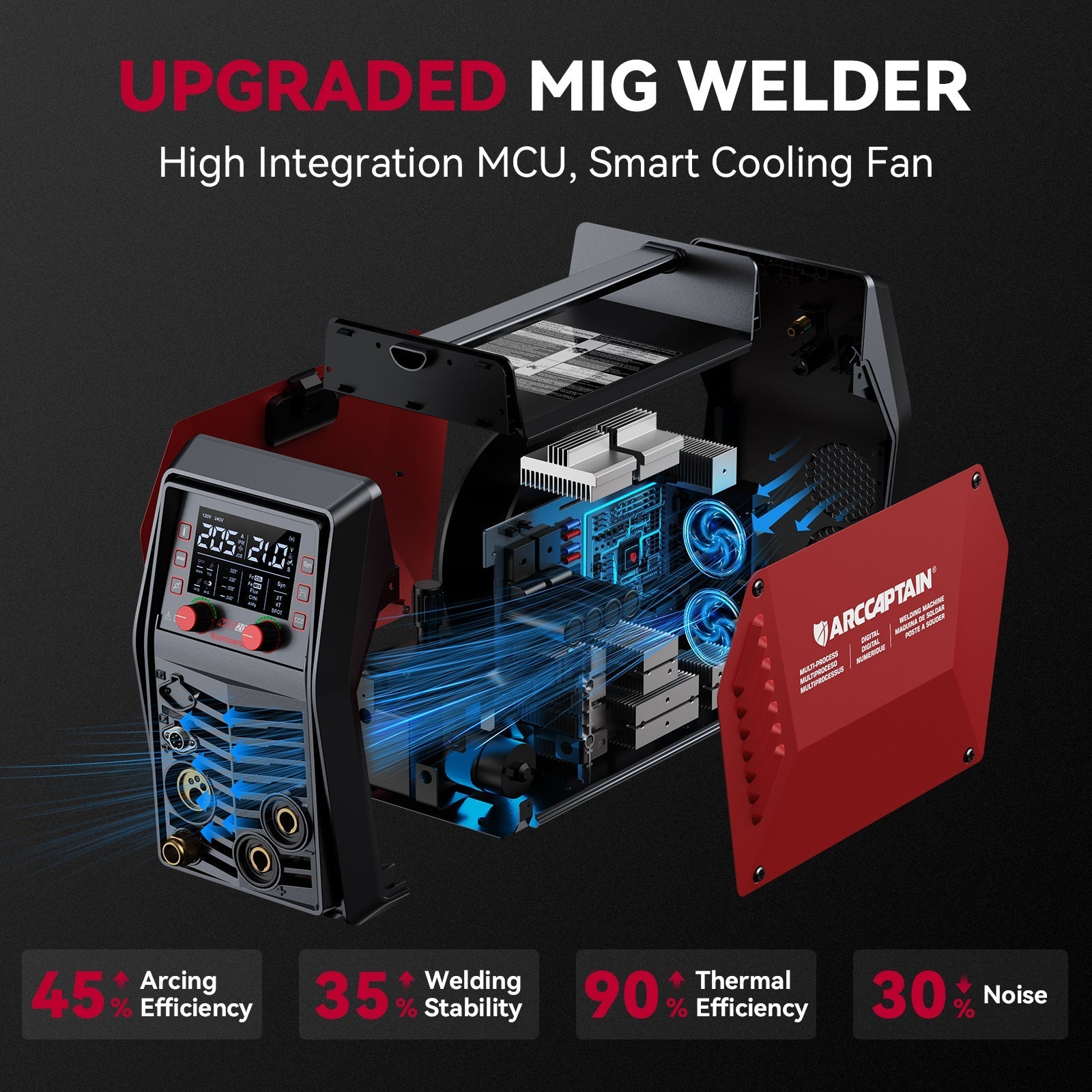 Arccaptain MIG205 Pro Gas Welder 6-in-1 Multi Process Machine App Control New